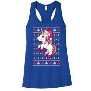 Unicorn With Santa Hat For Funny Xmas Unicorn Apparel Gift Women's Racerback Tank