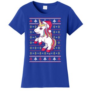 Unicorn With Santa Hat For Funny Xmas Unicorn Apparel Gift Women's T-Shirt