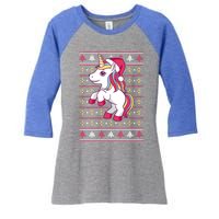 Unicorn With Santa Hat For Funny Xmas Unicorn Apparel Gift Women's Tri-Blend 3/4-Sleeve Raglan Shirt