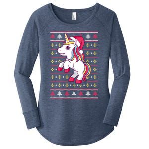 Unicorn With Santa Hat For Funny Xmas Unicorn Apparel Gift Women's Perfect Tri Tunic Long Sleeve Shirt