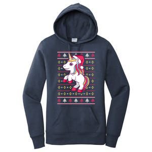 Unicorn With Santa Hat For Funny Xmas Unicorn Apparel Gift Women's Pullover Hoodie