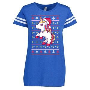 Unicorn With Santa Hat For Funny Xmas Unicorn Apparel Gift Enza Ladies Jersey Football T-Shirt