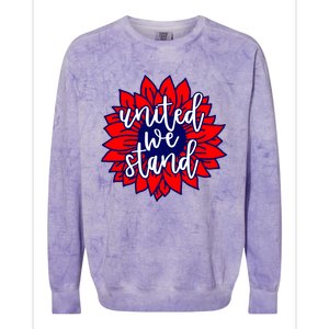 United We Stand Cute Patriotic Gift Flag Sunflower America Funny Gift Colorblast Crewneck Sweatshirt