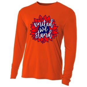 United We Stand Cute Patriotic Gift Flag Sunflower America Funny Gift Cooling Performance Long Sleeve Crew