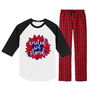 United We Stand Cute Patriotic Gift Flag Sunflower America Funny Gift Raglan Sleeve Pajama Set