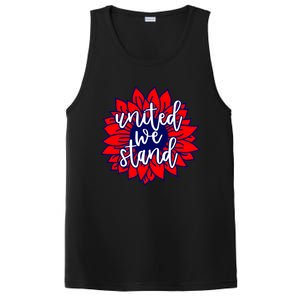 United We Stand Cute Patriotic Gift Flag Sunflower America Funny Gift PosiCharge Competitor Tank