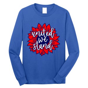 United We Stand Cute Patriotic Gift Flag Sunflower America Funny Gift Long Sleeve Shirt