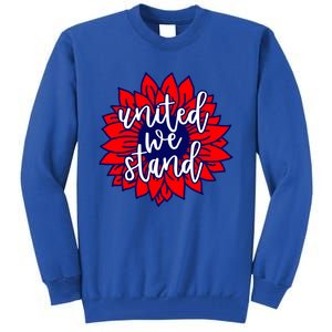 United We Stand Cute Patriotic Gift Flag Sunflower America Funny Gift Tall Sweatshirt