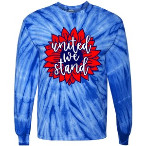 United We Stand Cute Patriotic Gift Flag Sunflower America Funny Gift Tie-Dye Long Sleeve Shirt