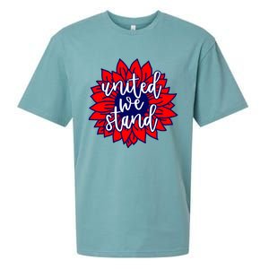 United We Stand Cute Patriotic Gift Flag Sunflower America Funny Gift Sueded Cloud Jersey T-Shirt