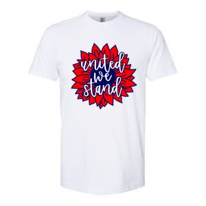 United We Stand Cute Patriotic Gift Flag Sunflower America Funny Gift Softstyle CVC T-Shirt