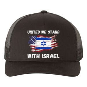 United We Stand With Israel Israeli American USA Flag Yupoong Adult 5-Panel Trucker Hat