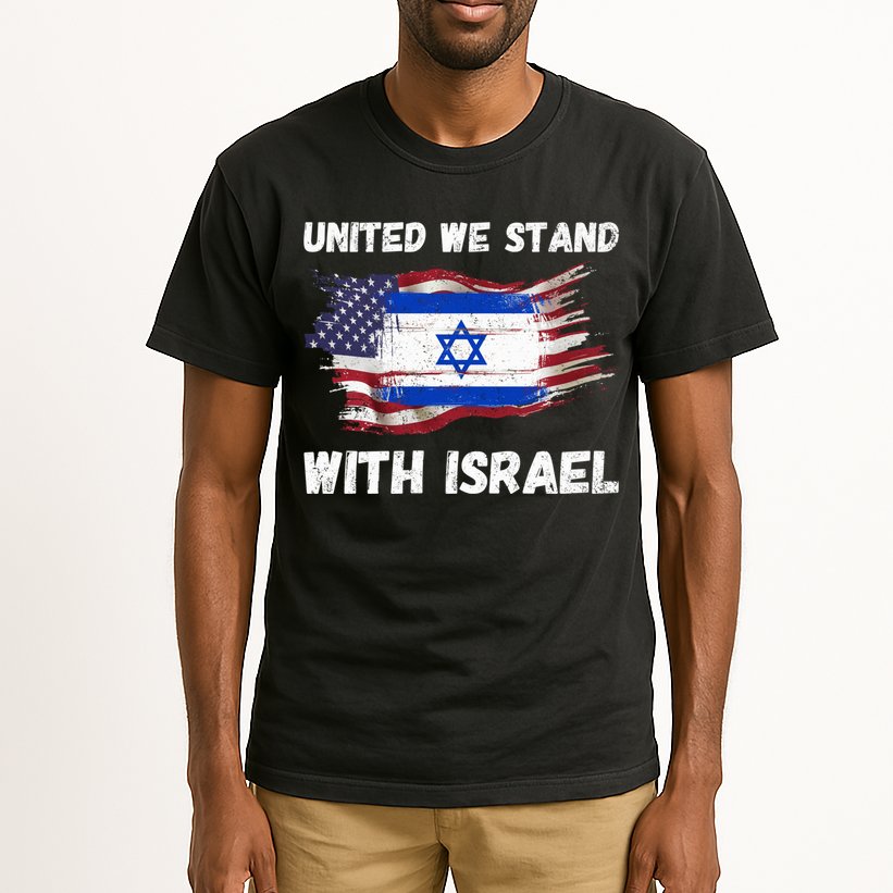 United We Stand With Israel Israeli American USA Flag Tall T-Shirt