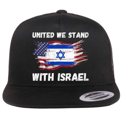 United We Stand With Israel Israeli American USA Flag Flatbill Hat