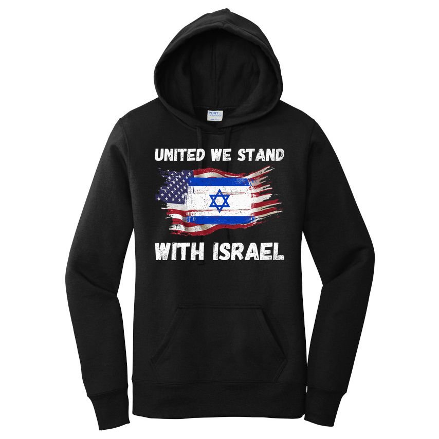 United We Stand With Israel Israeli American USA Flag Women's Pullover Hoodie