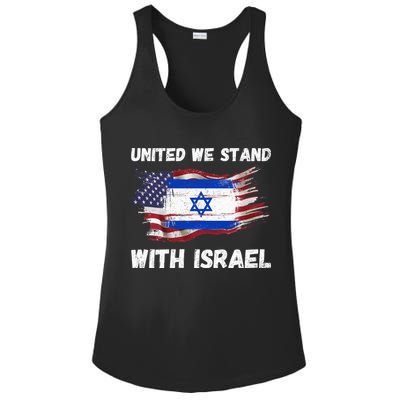 United We Stand With Israel Israeli American USA Flag Ladies PosiCharge Competitor Racerback Tank