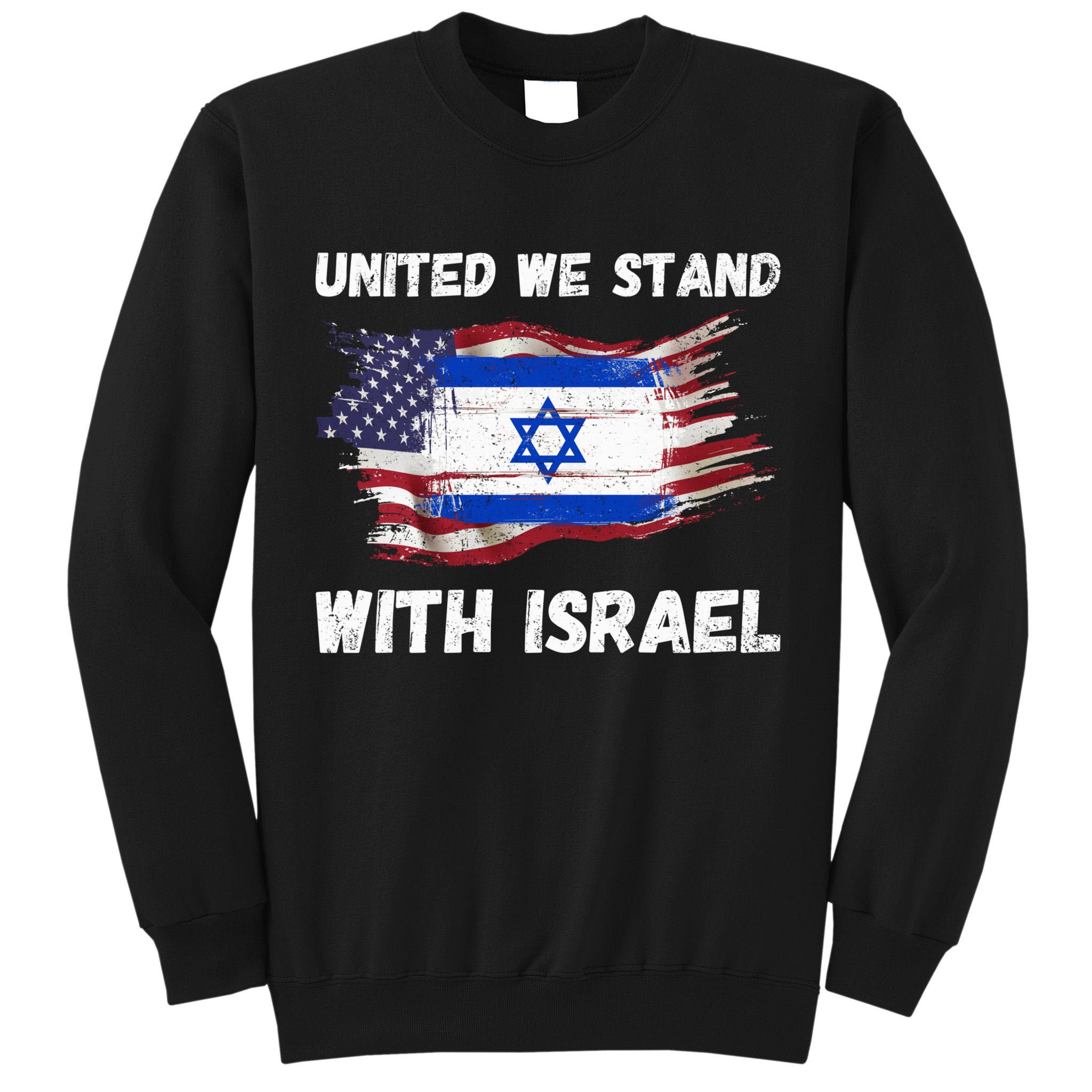 United We Stand With Israel Israeli American USA Flag Tall Sweatshirt