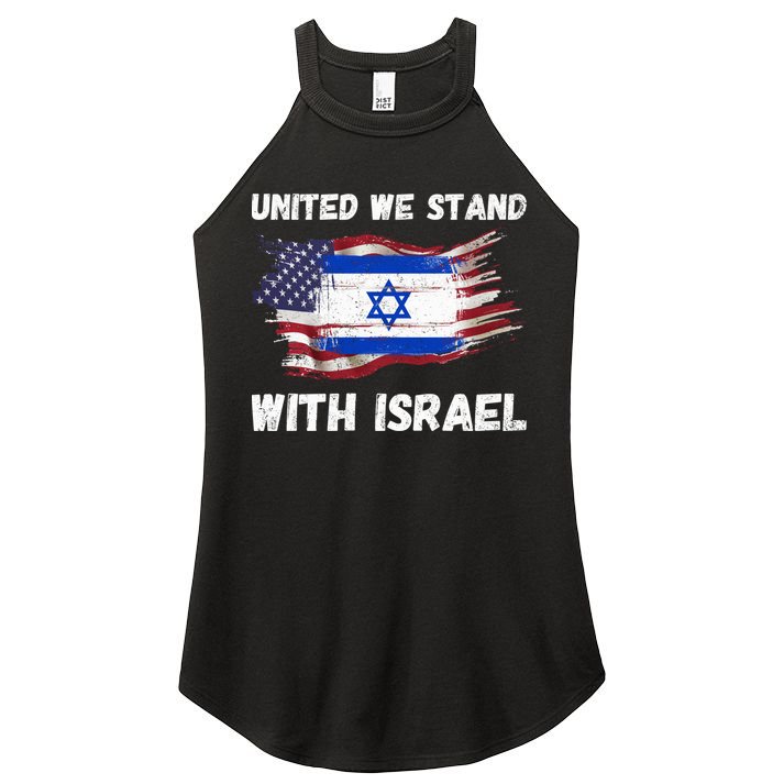 United We Stand With Israel Israeli American USA Flag Women's Perfect Tri Rocker Tank