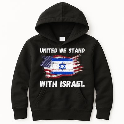 United We Stand With Israel Israeli American USA Flag Kids Hoodie