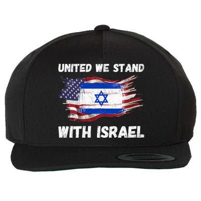 United We Stand With Israel Israeli American USA Flag Wool Snapback Cap