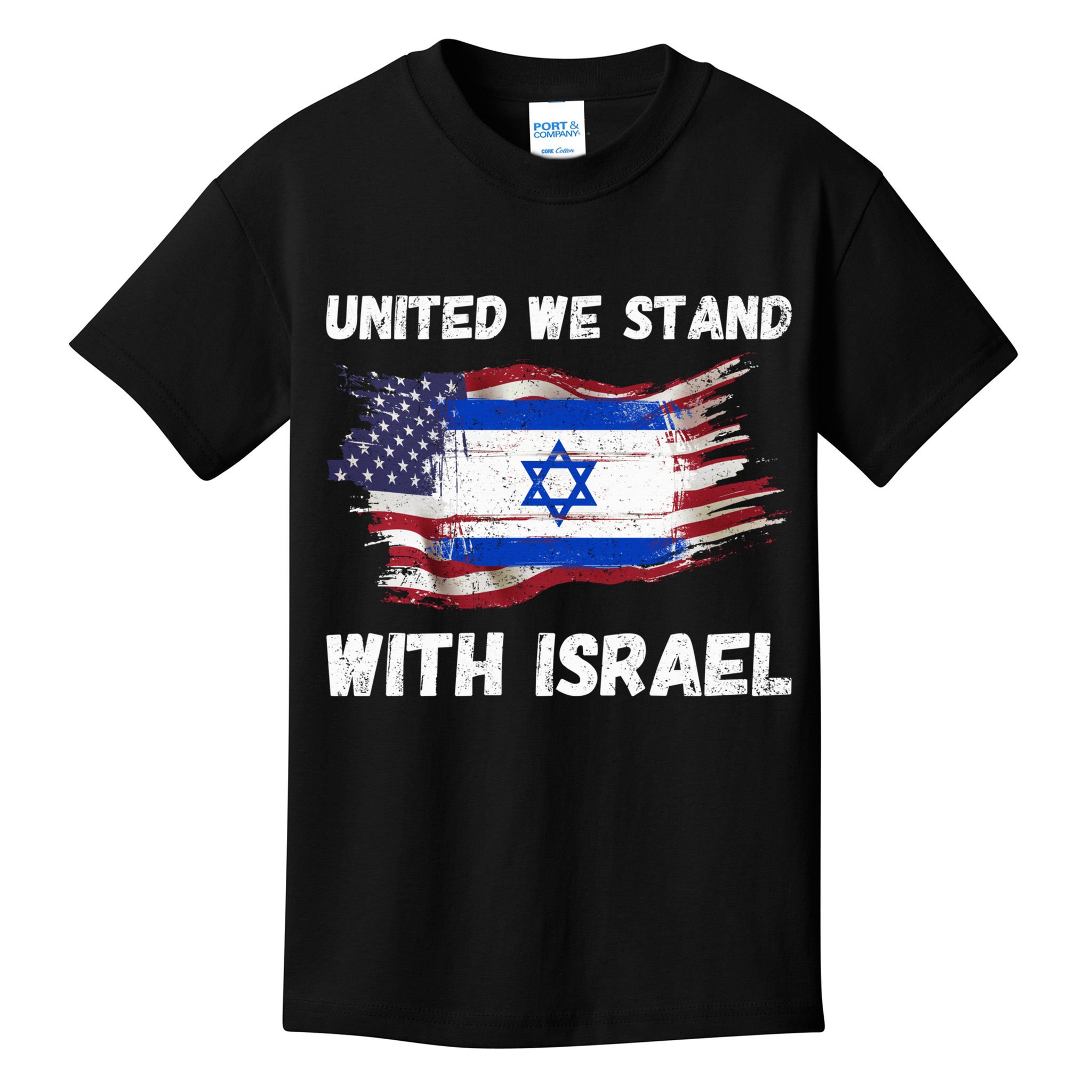 United We Stand With Israel Israeli American USA Flag Kids T-Shirt