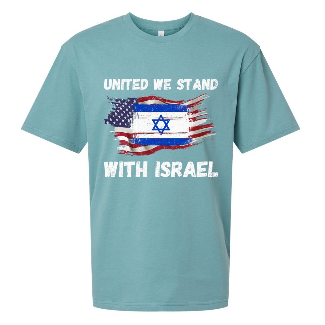 United We Stand With Israel Israeli American USA Flag Sueded Cloud Jersey T-Shirt