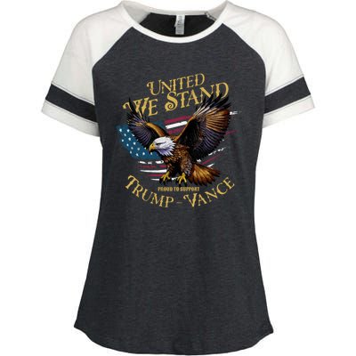 United We Stand Support Trump Vance 2024 Enza Ladies Jersey Colorblock Tee