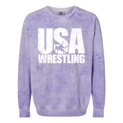 Usa Wrestling S Wrestling Team Patriot Usa Wrestler Cute Gift Colorblast Crewneck Sweatshirt