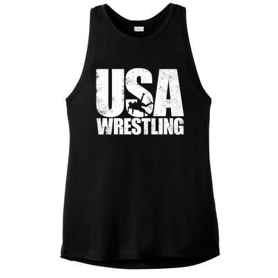 Usa Wrestling S Wrestling Team Patriot Usa Wrestler Cute Gift Ladies PosiCharge Tri-Blend Wicking Tank