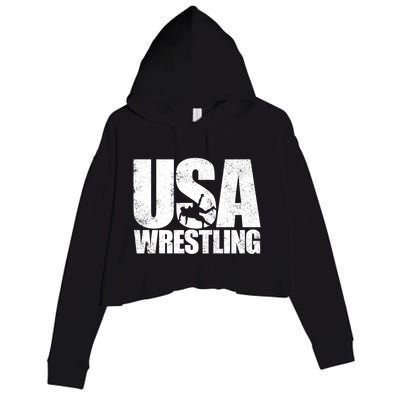 Usa Wrestling S Wrestling Team Patriot Usa Wrestler Cute Gift Crop Fleece Hoodie