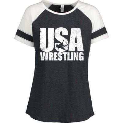 Usa Wrestling S Wrestling Team Patriot Usa Wrestler Cute Gift Enza Ladies Jersey Colorblock Tee