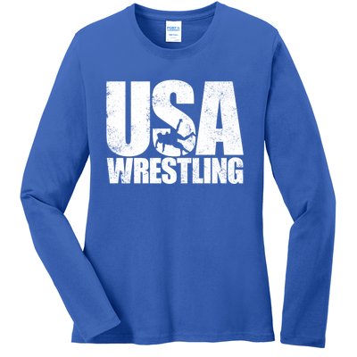 Usa Wrestling S Wrestling Team Patriot Usa Wrestler Cute Gift Ladies Long Sleeve Shirt