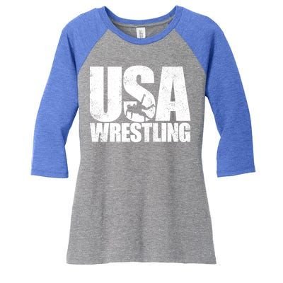 Usa Wrestling S Wrestling Team Patriot Usa Wrestler Cute Gift Women's Tri-Blend 3/4-Sleeve Raglan Shirt