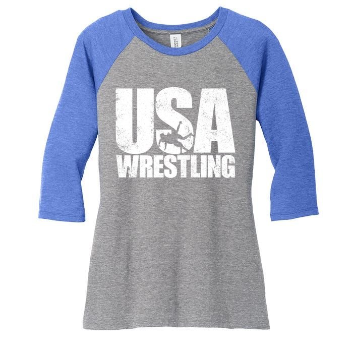 Usa Wrestling S Wrestling Team Patriot Usa Wrestler Cute Gift Women's Tri-Blend 3/4-Sleeve Raglan Shirt