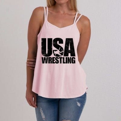 Usa Wrestling S Wrestling Team Patriot Usa Wrestler Cute Gift Women's Strappy Tank