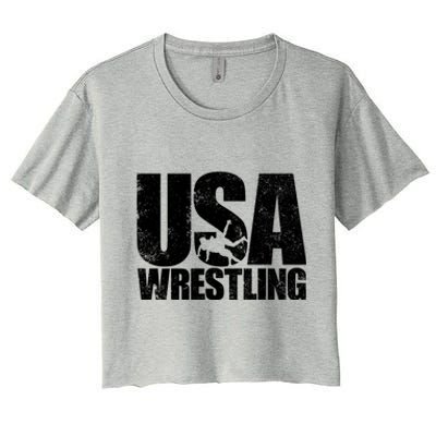 Usa Wrestling S Wrestling Team Patriot Usa Wrestler Cute Gift Women's Crop Top Tee