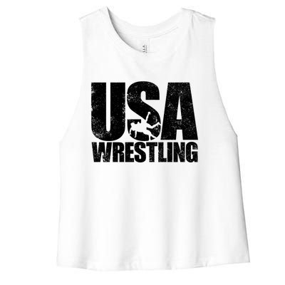 Usa Wrestling S Wrestling Team Patriot Usa Wrestler Cute Gift Women's Racerback Cropped Tank