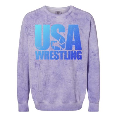 Usa Wrestling S Wrestling Team Patriot Usa Wrestler Cute Gift Colorblast Crewneck Sweatshirt