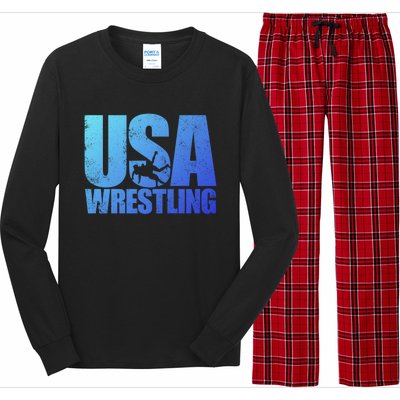 Usa Wrestling S Wrestling Team Patriot Usa Wrestler Cute Gift Long Sleeve Pajama Set