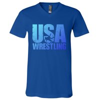 Usa Wrestling S Wrestling Team Patriot Usa Wrestler Cute Gift V-Neck T-Shirt