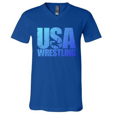 Usa Wrestling S Wrestling Team Patriot Usa Wrestler Cute Gift V-Neck T-Shirt