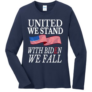 United We Stand With Biden We Fall Anti Biden Republican Ladies Long Sleeve Shirt