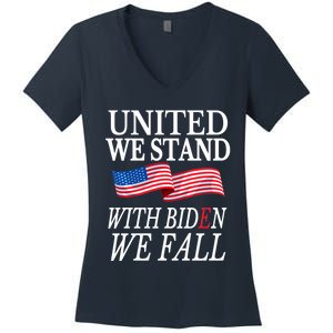 United We Stand With Biden We Fall Anti Biden Republican Women's V-Neck T-Shirt