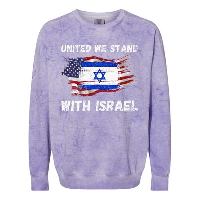 United We Stand With Israel Israeli American Colorblast Crewneck Sweatshirt