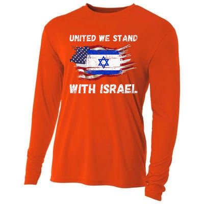 United We Stand With Israel Israeli American Cooling Performance Long Sleeve Crew