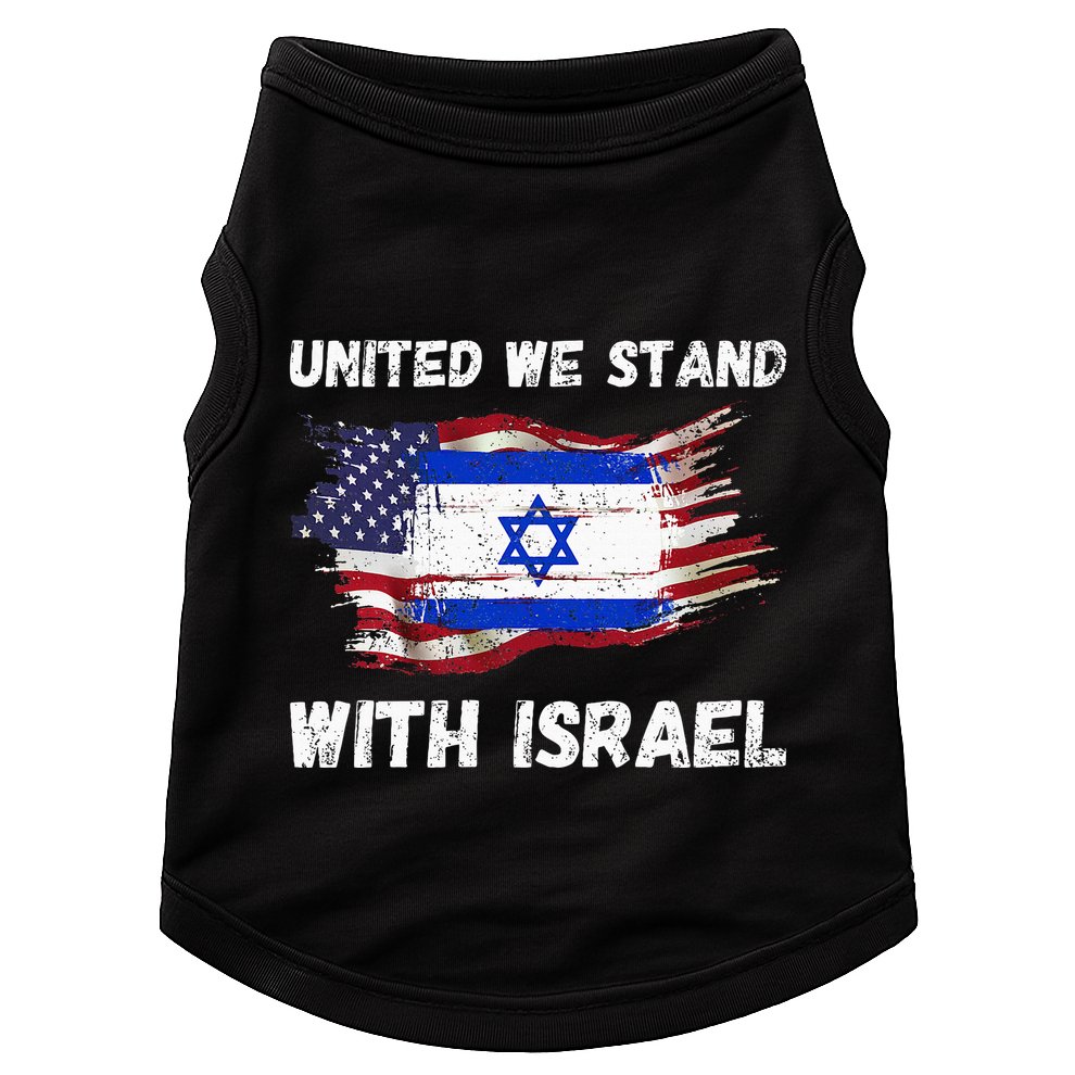 United We Stand With Israel Israeli American Doggie Tank