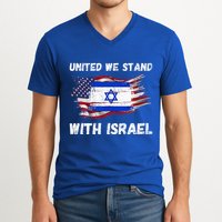 United We Stand With Israel Israeli American V-Neck T-Shirt
