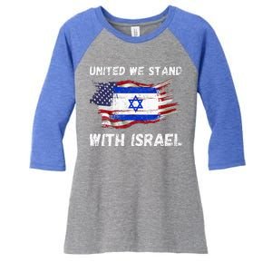 United We Stand With Israel Israeli American Women's Tri-Blend 3/4-Sleeve Raglan Shirt