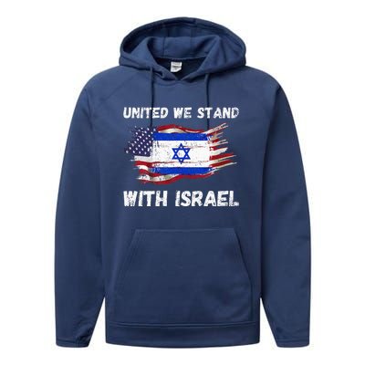 United We Stand With Israel Israeli American Performance Fleece Hoodie