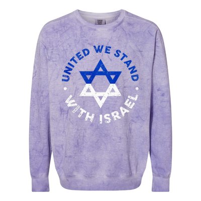 United We Stand With Israel Defend Israel Israeli Flag Colorblast Crewneck Sweatshirt